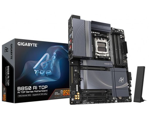 PLACA GIGABYTE B850 AI TOP,AMD,AM5,B850,4DDR5,256GB,1HDMI+USB-C,4SATA3+3M.2,2X10GBELAN+WIFI7+BT5.4,7USB3.2,ATX (Espera 4 dias)
